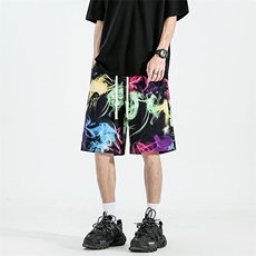 渐变抽绳短裤男夏季印花新款宽松休闲潮流百搭短裤DK005P-25，男装牛仔裤，电商A128