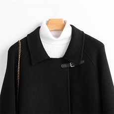绵羊毛双面呢大衣长款女士娃娃领时尚潮流显瘦羊毛呢外套，女装双面呢大衣，温鑫双面呢