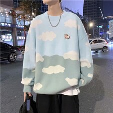软糯毛衣男秋季韩版潮流宽松圆领针织衫ins港风日系外套5053-p40，男装针织衫/毛衣，星座1008