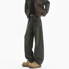 牛仔裤男春秋美式潮牌多口袋阔腿裤子休闲长裤RK3354-P48，男装牛仔裤，星座412-3