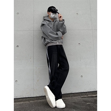 B221美式ins高街小众宽松三条杠运动牛仔裤LK23139-P65控88，男装牛仔裤，电商B221