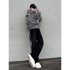 B221 美式ins高街小众宽松三条杠运动牛仔裤 LK23139-P65 控88图片