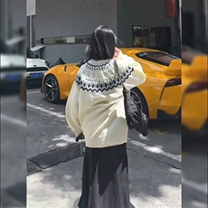 重磅秋冬装北极绒套头毛衣美式复古休闲慵懒风提花工艺针织衫外套，男装针织衫/毛衣，电商A486