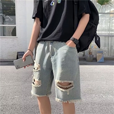 毛边破洞牛仔短裤男夏季薄款休闲乞丐裤ND676P33，男装牛仔裤，星座1116-2
