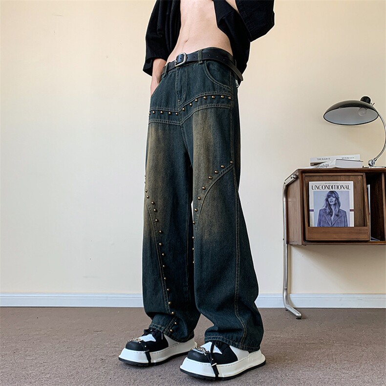 美式水洗牛仔裤男宽松高街复古直筒休闲长裤潮N06116-P50,男装牛仔裤,星座308B-2