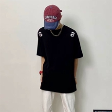 万针全刺绣工艺抖音得物高品质260克重磅纯棉双纱美式高街短袖T恤，男装T恤，电商A486