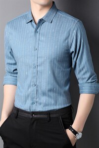 HPN-Z301男式服装秋季新款衬衫男长袖翻领休闲四季可穿衬衣P56图片