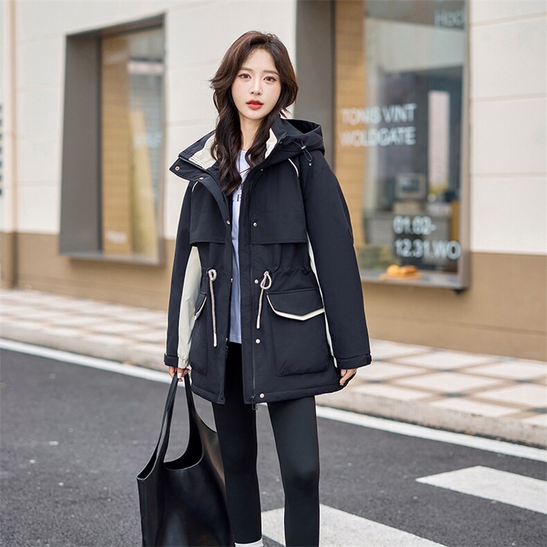 2024年冬季新款时尚拼色工装加绒加厚派克服,女装派克服,凯瑟曼