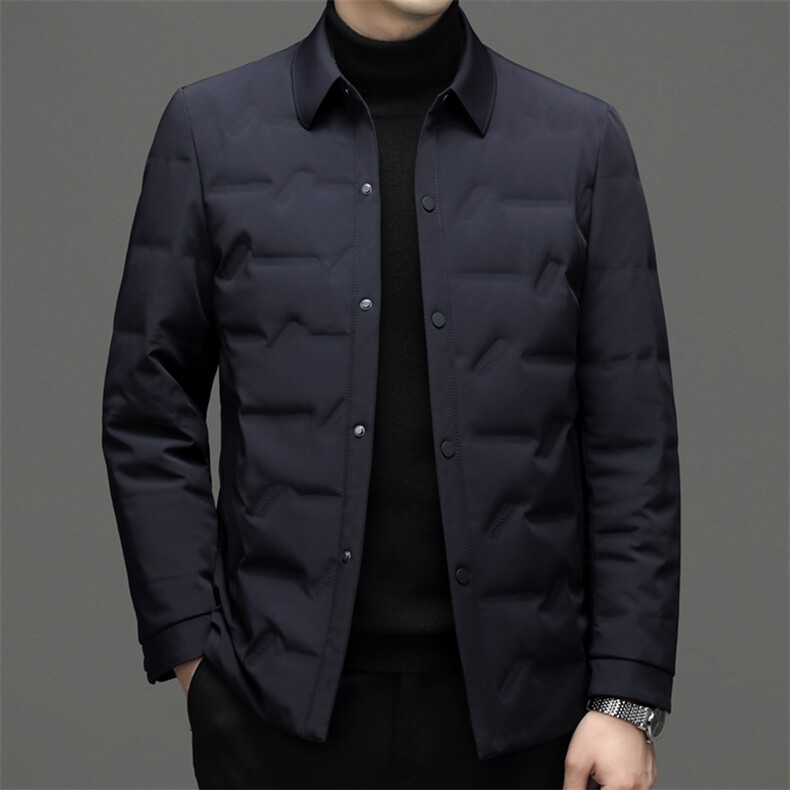 中年男士冬季翻领保暖羽绒服爸爸装新款休闲加厚保暖男装外套,男装羽绒服,电商B212（原钱塘6029）