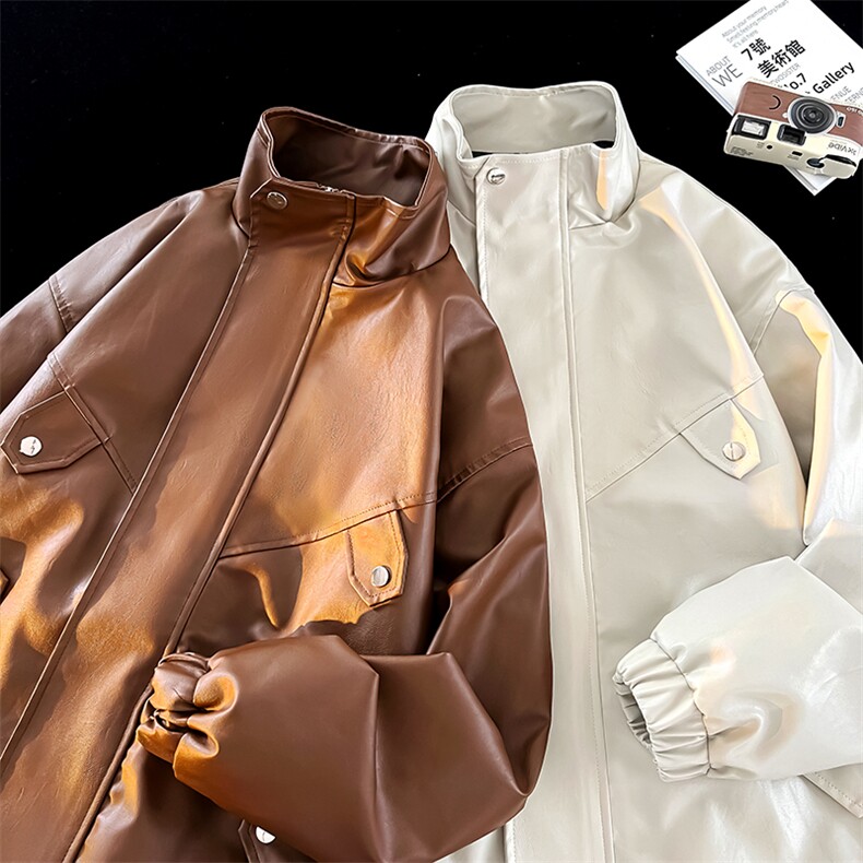 青年皮夹克男立领男士皮衣潮流外套休闲秋季A266-PY008-P75控138，男装夹克，电商A266