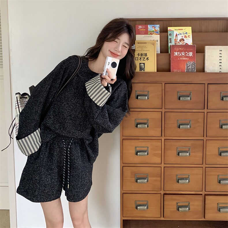 【现货】小香风黑色条纹套装088-7702 p145k198图片