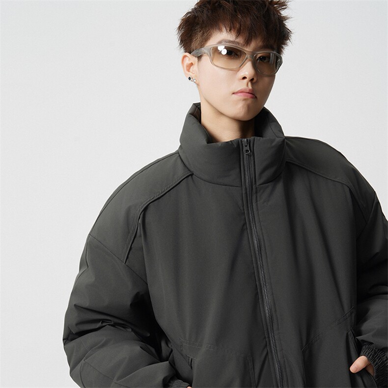 现货冬季美式休闲加厚雪山外套夹克立领纯色三防户外工装棉服,男装夹克,电商A443