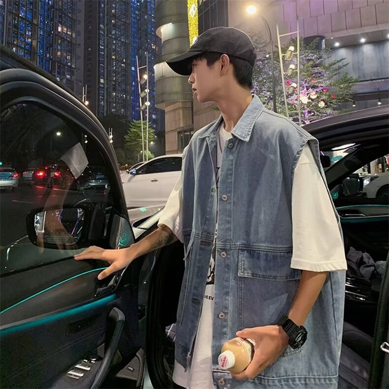 牛仔马甲男韩版潮流高街帅气2024秋季ins宽松百搭背心W4721-P41,男装背心/马甲,星座412-2