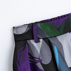 缎面印花松紧腰气质半裙女，女装半身裙，水衣源