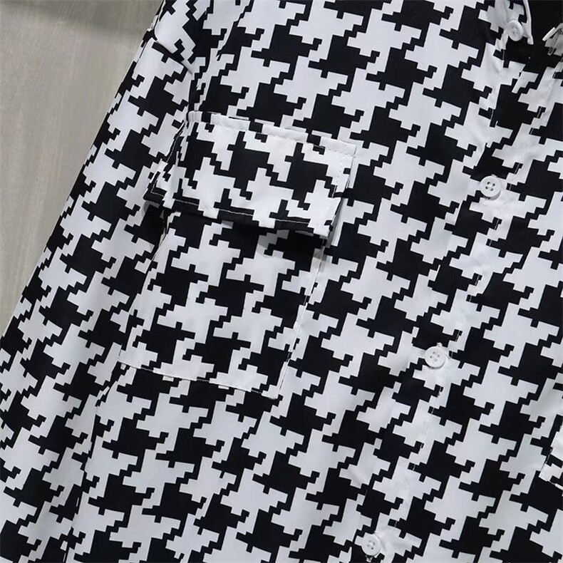 男春季衬衫印花千鸟格长袖衬衫C9945P35,男装衬衫,星座1116-2