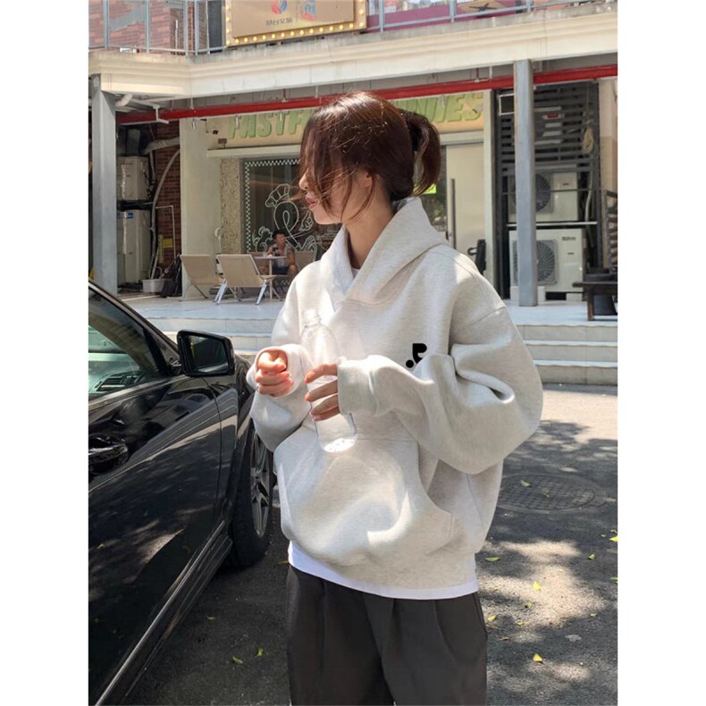 韩系rest秋冬新款复古连帽卫衣宽松显瘦百搭休闲上衣外套CX289,女装短外套,星座516A
