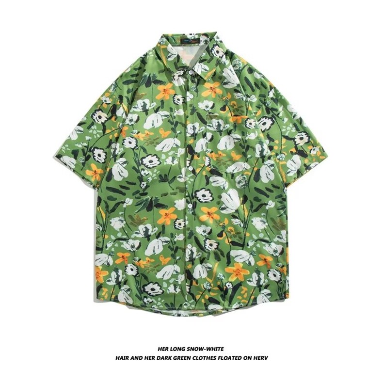 日系五分袖春夏季新款衬衫潮流慵懒男方领宽松型衬衫C3112P26,男装衬衫,星座1116-2