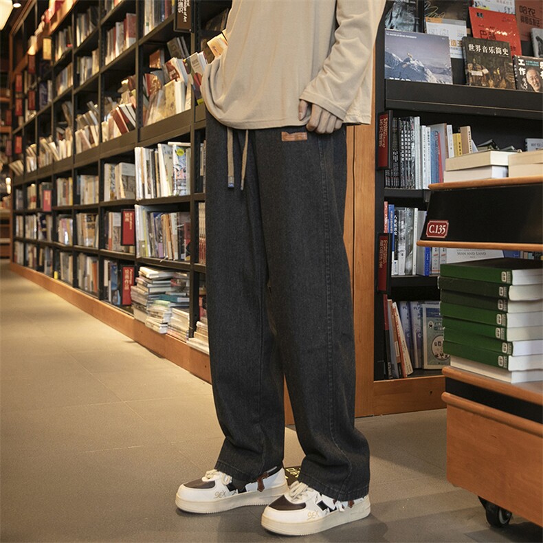 阔腿牛仔裤男春夏季2025新款直筒宽松显瘦纹垂感休闲裤YD770-P45图片