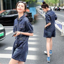 2022韩版新品时尚牛仔连体裤连体短裤，女装连体裤，钱塘布衣
