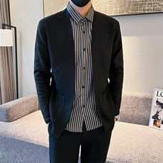 春秋新款男士假两件针织衫开衫衬衫领毛衣外套两件套韩版潮Q226，男装针织衫/毛衣，星座1116A-2（原606A-1）