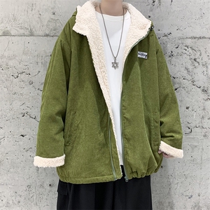 DM72-P120现货男装冬款加厚宽松灯芯绒中性情侣港风棉衣外套图片
