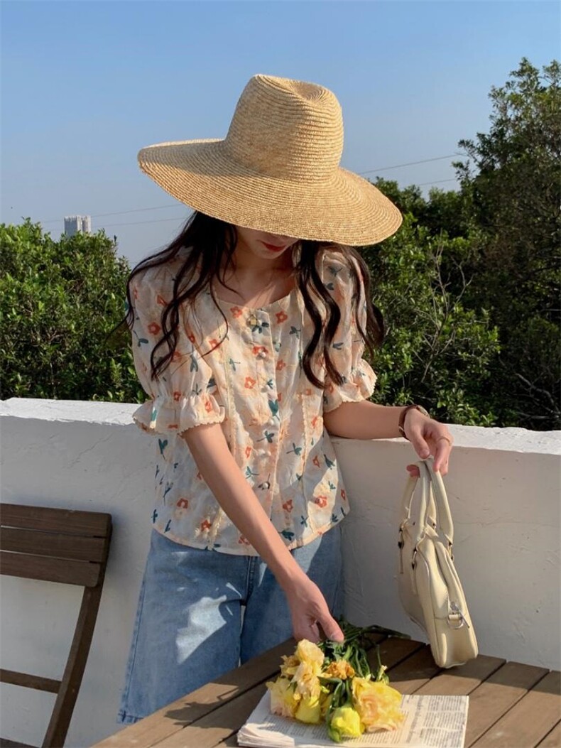 夏季新款短袖刺绣花朵小衫，其它，DAP