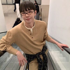美式男士亨利衫长袖慵懒针织上衣t恤男款内搭亨利领上衣MY275