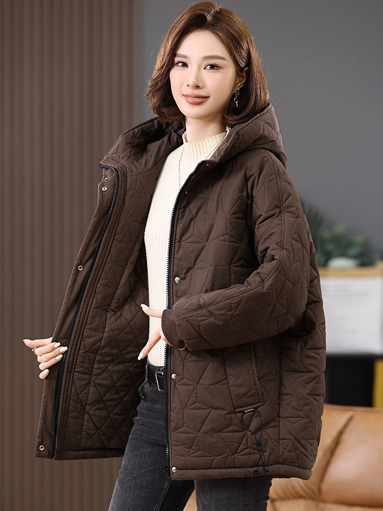 2025冬季时尚休闲夹棉加厚保暖舒适中长款棉服,女装棉衣/棉服,独衣靓
