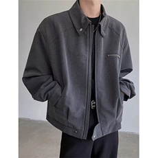 双层垫肩外套男春秋季简约复古宽松翻领短款飞行员夹克J866，男装夹克，星座1116A（原606A-3）