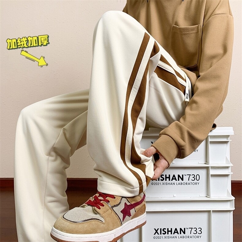 K7318P45裤子男春秋美式重磅直筒裤阔腿工装潮牌卫裤休闲有加绒,男装休闲裤,星座510A-1