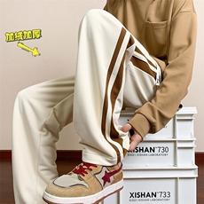 K7318P45裤子男春秋美式重磅直筒裤阔腿工装潮牌卫裤休闲有加绒，男装休闲裤，星座510A-1