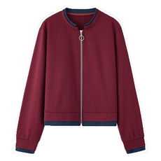 原创设计假两件开衫卫衣小衫2025秋春新款上衣长袖女拼色拼接外套，女装短外套，璐依舞