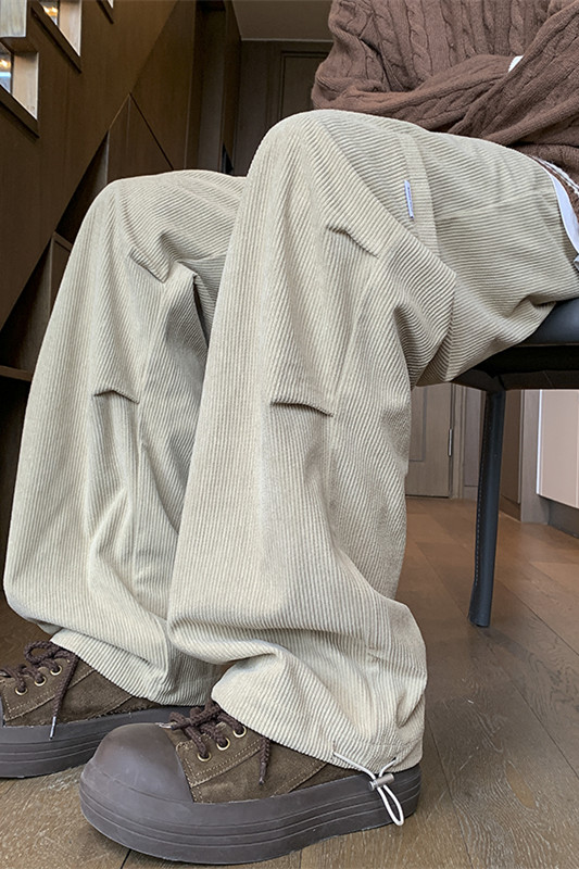 秋季新款灯芯绒工装伞兵褶休闲裤XZ604-KG82-P40控68,男装工装外套,星座604