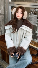 新款美式复古派克服加厚短款皮毛一体p225-k328，女装派克服，2D075
