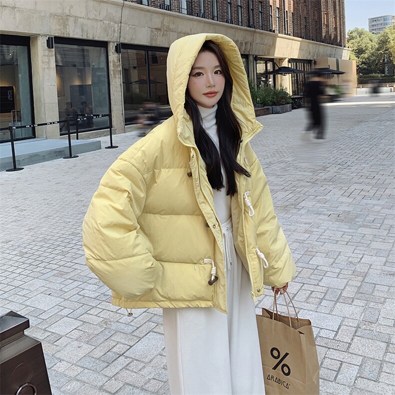奶甜系连帽羽绒棉服女2024冬季新款韩系减龄小个子加厚短款面包服,女装棉衣/棉服,2C037