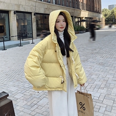 奶甜系连帽羽绒棉服女2024冬季新款韩系减龄小个子加厚短款面包服，女装棉衣/棉服，2C037