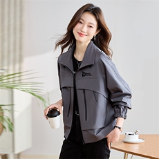 美式棒球服外套女春秋短款轻熟风高级感女士休闲宽松减龄夹克上衣，女装短外套，丽影随形