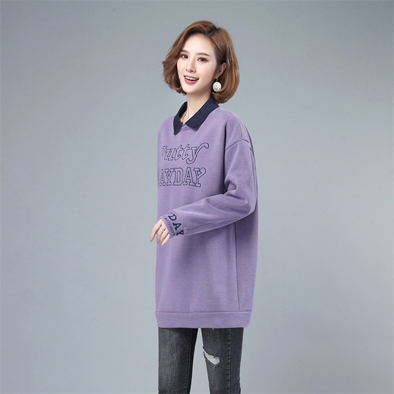 2021年冬季新款韩版加厚加厚卫衣女中长款小个子假两件上衣服女棉,女装卫衣/绒衫,简韵佳