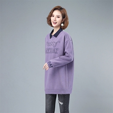 2021年冬季新款韩版加厚加厚卫衣女中长款小个子假两件上衣服女棉，女装卫衣/绒衫，简韵佳