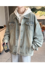 嗨派牛仔-618复古蓝宽松版男女同款潮牌净版可2开唯品直播做深度，男装夹克，星座910