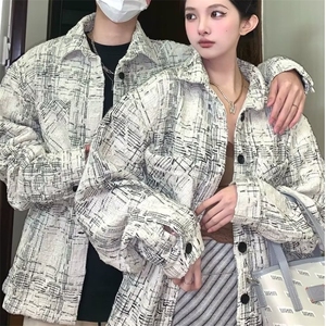 复古小香风衬衣宽松格子外套男女同款格纹长袖春季衬衫情侣潮图片
