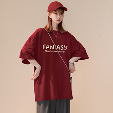 中性夏季立体油画红色高克重磅纯棉短袖情侣T恤T6060P30控48，男装T恤，电商A268