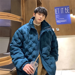 1定制面料棉衣大码M-5XL港风情侣半高领棉服外套男8707P125控168图片