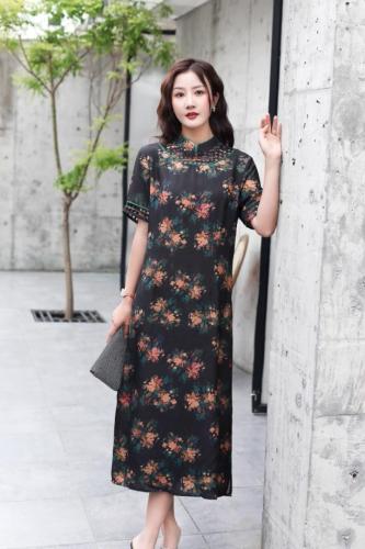 夏季香云丝大版妈妈款旗袍款连衣裙,女装汉服/婚纱/旗袍/礼服,矢口日慧