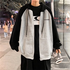 撞色开衫卫衣潮牌ins百搭学生男士外套秋季宽松连帽上衣WY68，女装短外套，星座1116A-1（原606A）