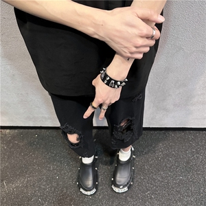 D2051-p45-控68  现货风宽松cleanfit牛仔裤七分裤黑暗图片