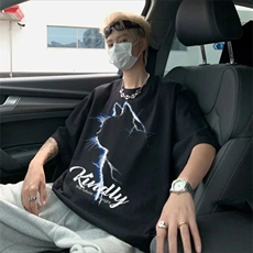 C496P24短袖t恤男宽松大码圆领潮流印花潮牌纯棉T恤上衣，男装T恤，星座512-6
