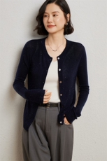 时尚潮流开衫2024年秋季羊毛16G珠片圆领开衫打底衫女，女装羊绒衫，臻维羊绒