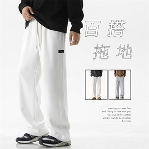 宽松垂感卫裤男春秋季直筒裤潮流百搭休闲长裤子-X1691特批45图片