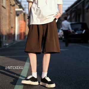 日系cityboy工装棕色短裤男oversize休闲运动潮牌六分裤子夏外穿